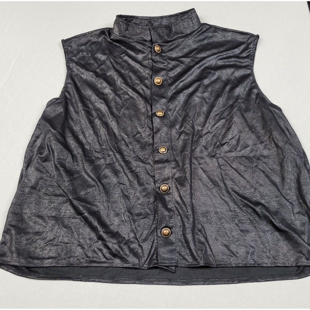 Spirit Halloween Black Metallic Sleeveless Costume Vest Adult XL Pirate Sci-Fi